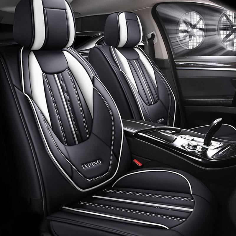 Maipula Auto Sitzauflage Für Audi Für A6 Sedan Avant 5 Sitze Allwetter-Autositzbezug Kunstleder Komfortabler Autositzbezüge,Schwarz und weiß von Maipula