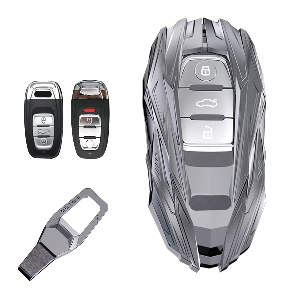 maipula Autoschlüssel Hülle für Audi schlüssellose Fernbedienung Smart Key Fob Halter R8 Q5 Q7 S3 S4 S5 S6 S7 S8 SQ5 RS5 RS7 A4 A5 A6 A7 A8, Silber von maipula