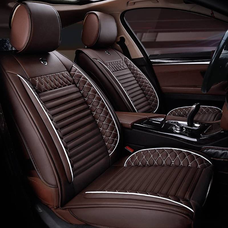maipula Sitzauflagen Auto mit Rückenlehne Geeignet für Vier Jahreszeiten,Airbag Compatible, Universal Sitzbezüge-Set,5-Sitze,braun von maipula