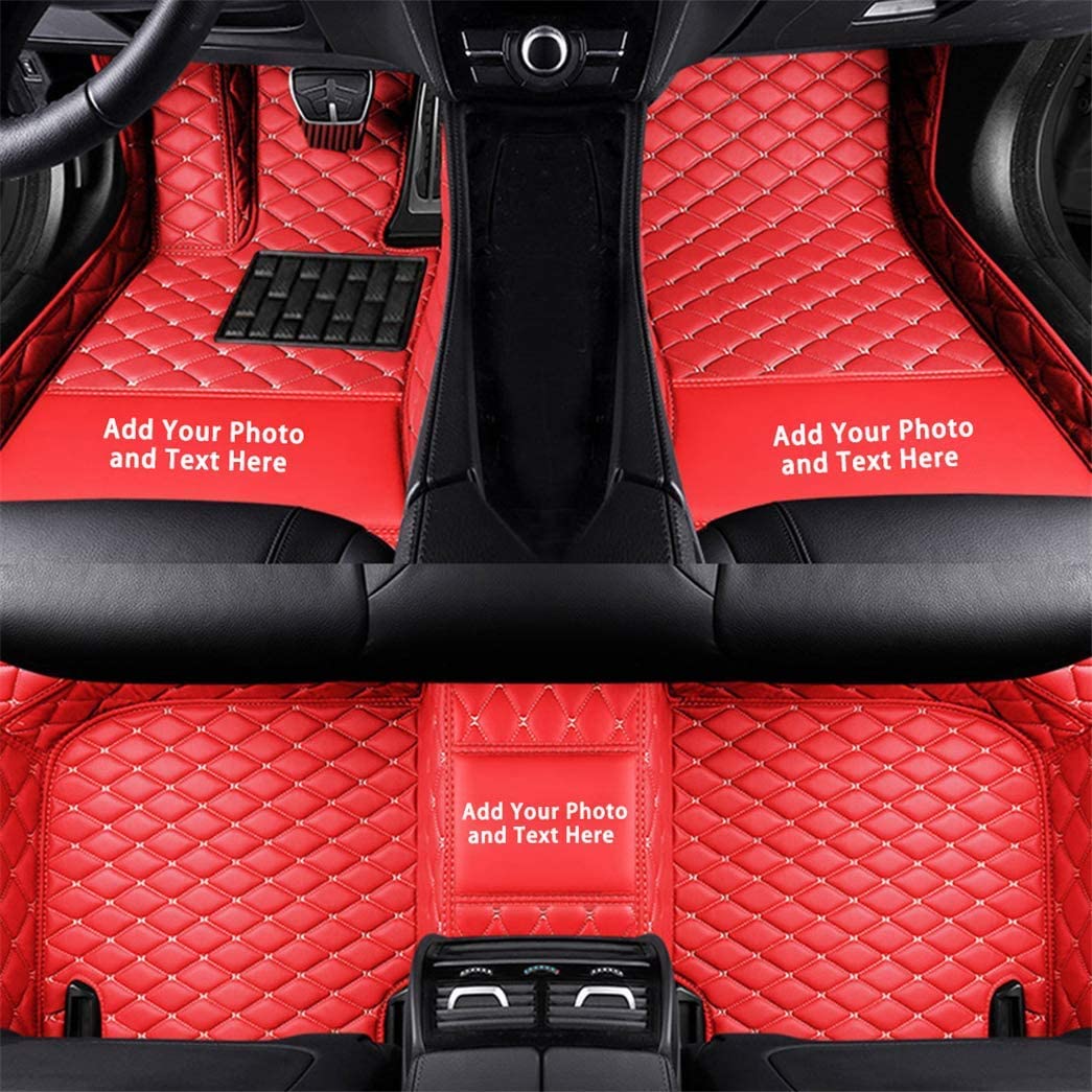 Universal Custom Auto-Fußmatten Passform für die meisten Modelle,Kunstleder wasserdichte Voll Auto Fussmatten,rot von maipula