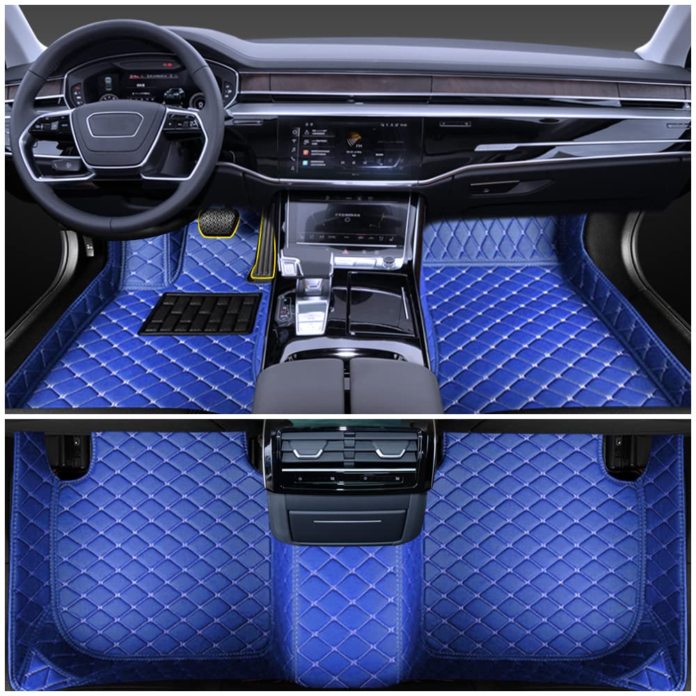 Auto Fußmatten für Audi Q7 (5seat) 2016-2019 Allwetter Fussmatten Set Zubehör Fußmatte,Blau von maiqiken