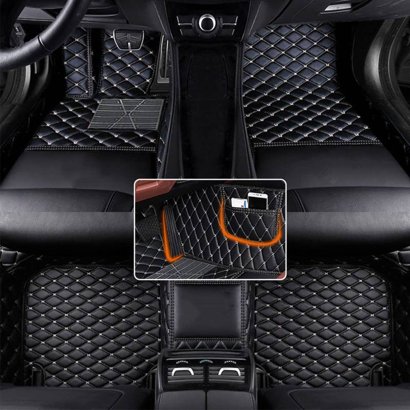 maiqiken Auto Fußmatten Kompatibel mit Audi Rs5 Sportback 2018-2019 Anti-Rutsch Leder Bodenverkleidungen (Schwarz Beige) von maiqiken