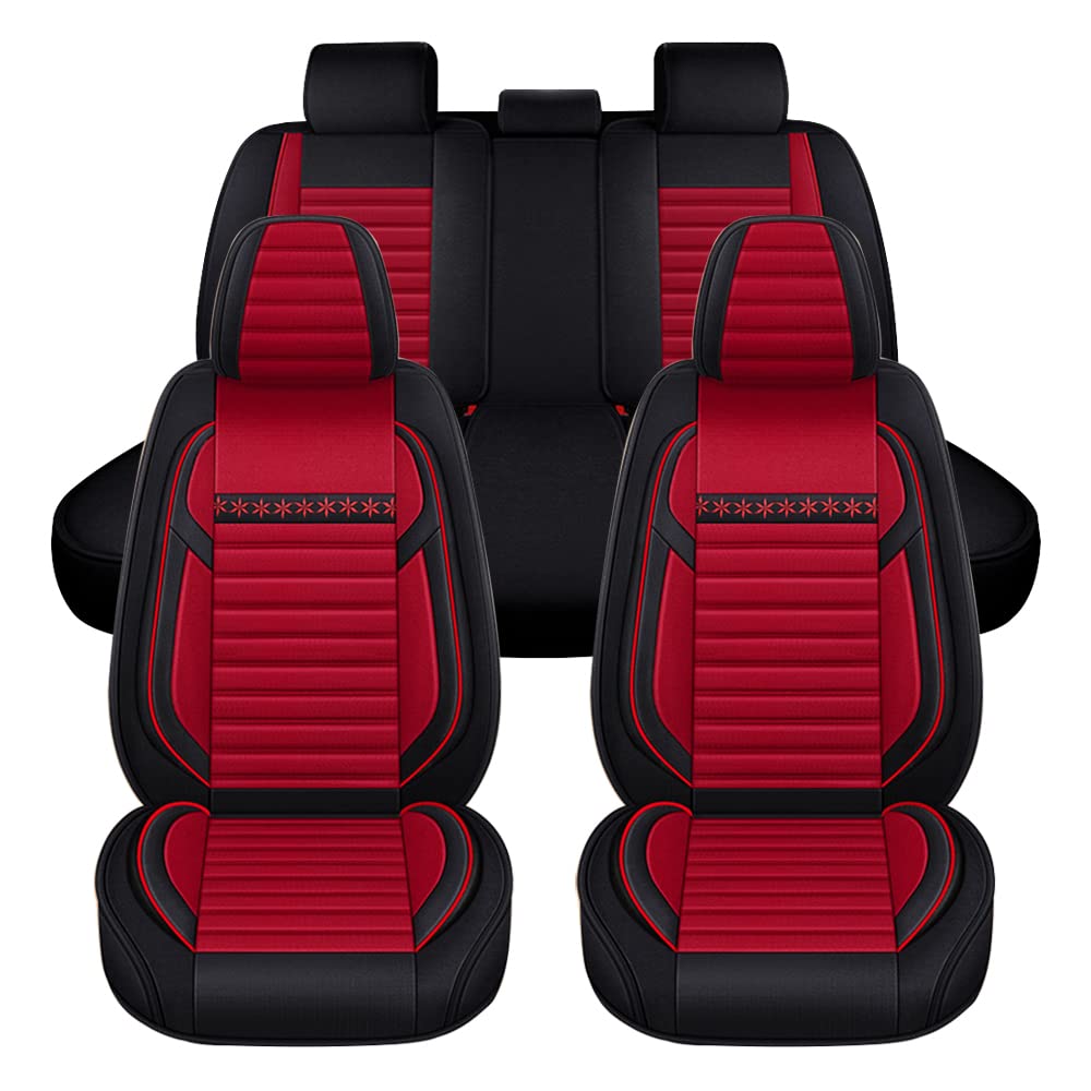 maiqiken Autositz Abdeckung Kompatibel mit Mazda CX3 CX-3 2015-2023 Protektoren Kissen Automotive Sitzbezüge Schwarz Rot(MH149) von maiqiken