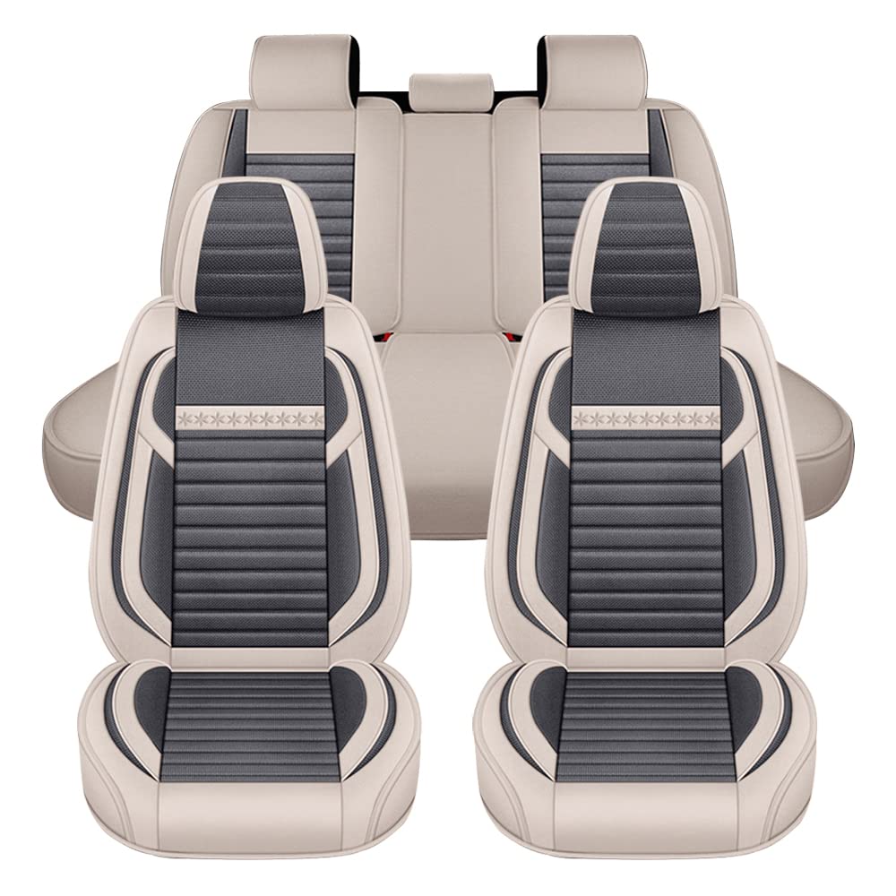 maiqiken Autositz Abdeckung Kompatibel mit Mercedes Benz GL GlE GLA GLC GLK Protektoren Kissen Automotive Sitzbezüge Beige Grau(MH149) von maiqiken