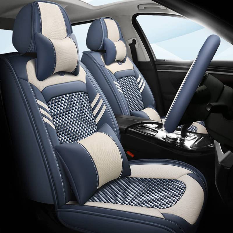 maiqiken Autositzbezüge Für Hyundai Tucson 2005-2025, 5-Sitzer Sitze kompletter Satz Sitzkissen Allwetter Autoteile Interieur Blau - 5 Sitzbezüge & Kopfstütze von maiqiken
