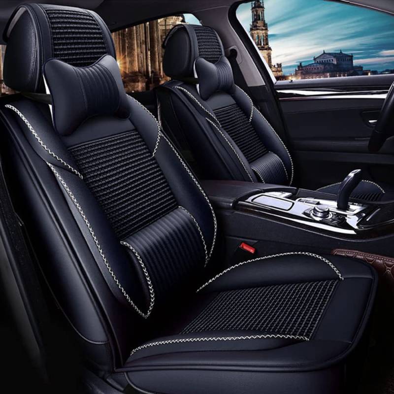 maiqiken Autositzbezug Für Audi A5 Sportback Coupe 2010-2025, Komplettset 5 Sitze Allwettereinsatz Auto PU Ledersitzbezug Vorne und Hinten 5 Stück, Deluxe - Schwarz von maiqiken