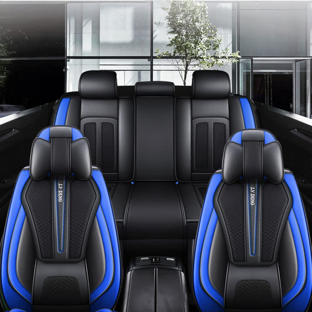 maiqiken Autositzbezug Für Ford Ranger 2003-2025 für 5-Sitze Sitzbezüge Auto PU Leder Komplettset, Universell Sitzbezug Auto Sitzschoner Kompatibel, Luxus, Schwarz Blau maiqiken Autositzbezug Für Ford Ranger 2003-2025 für 5-Sitze Sitzbezüge Auto PU Leder Komplettset, Universell Sitzbezug Auto Sitzschoner Kompatibel, Luxus, Schwarz Blau von maiqiken