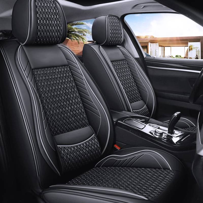 maiqiken Autositzbezug Für Jeep Renegade 2012-2025 Komplettset 5-Sitze Sitzbezüge Allwettereinsatz Auto PU Ledersitzbezug Vorne und Hinten,Standard - Schwarz weiß von maiqiken