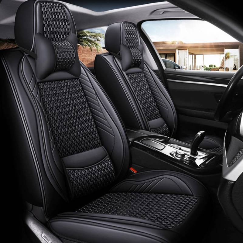 maiqiken Autositzbezug Für Mercedes Benz GL GlE GLA GLC GLK Komplettset 5-Sitze Sitzbezüge Allwettereinsatz Auto PU Ledersitzbezug Vorne und Hinten,Deluxe - Schwarz von maiqiken