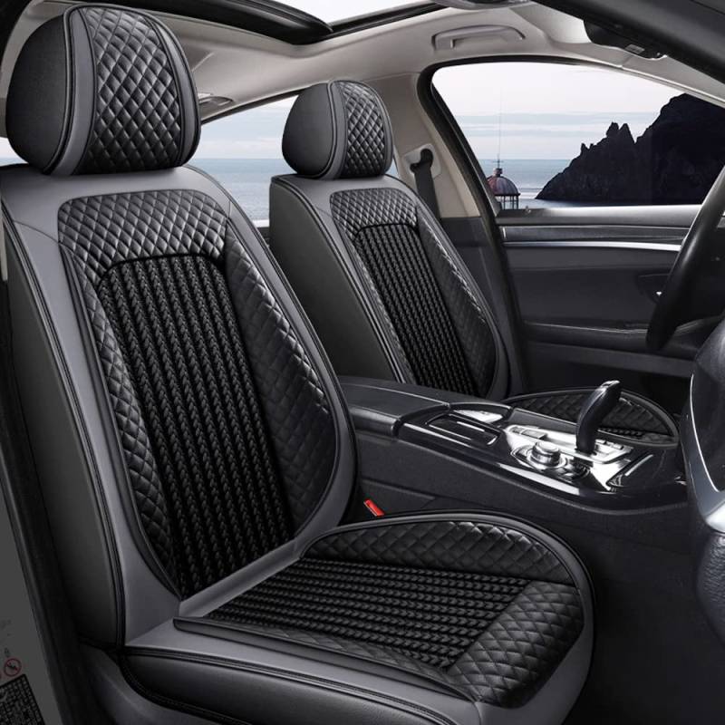 maiqiken Autositzbezug Für Volkswagen T-Cross Komplettset 5-Sitze Auto Sitzbezüge Allwettereinsatz Auto PU Ledersitzbezug Vorne und Hinten,Standard - Grau von maiqiken