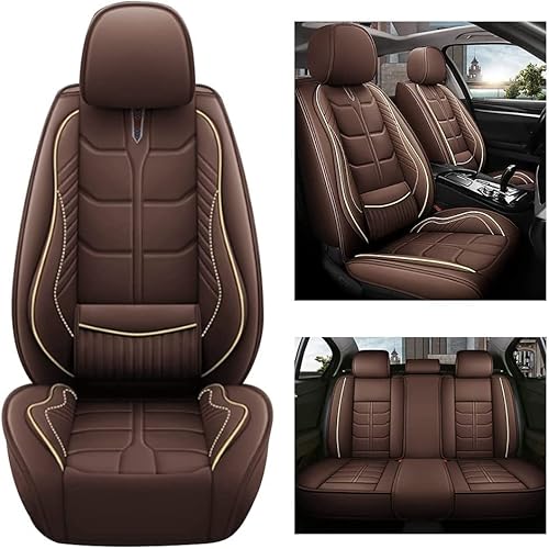 maiqiken Autositzbezug Für Volvo V60 2011-2024 Komplettset 5 Sitze Allwettereinsatz Auto Ledersitzbezug Braun von maiqiken