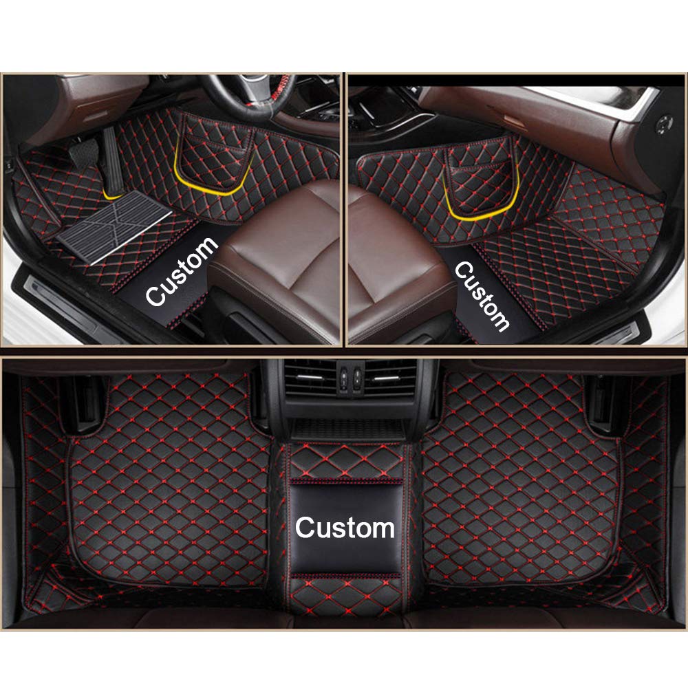 maiqiken Custom Auto Fußmatten Kompatibel mit Audi Q3 2016 5 Seats Anti-Rutsch Leder Bodenverkleidungen (Schwarz Rot) von maiqiken