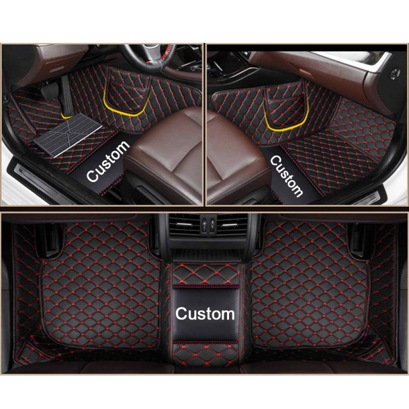 maiqiken Custom Auto Fußmatten Kompatibel mit Seat Leon FR 4 Tsi 2018 Anti-Rutsch Leder Bodenverkleidungen (Schwarz Rot) von maiqiken