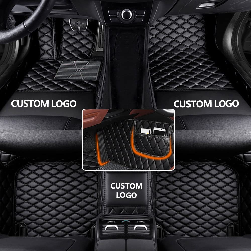 manchoose Anpassen Auto Fußmatten für Smart 453 Coupe/Forfour/Fortwo/Roadster, PU-Leder wasserdichte rutschfeste Auto Fussmatten Set Schwarz von manchoose