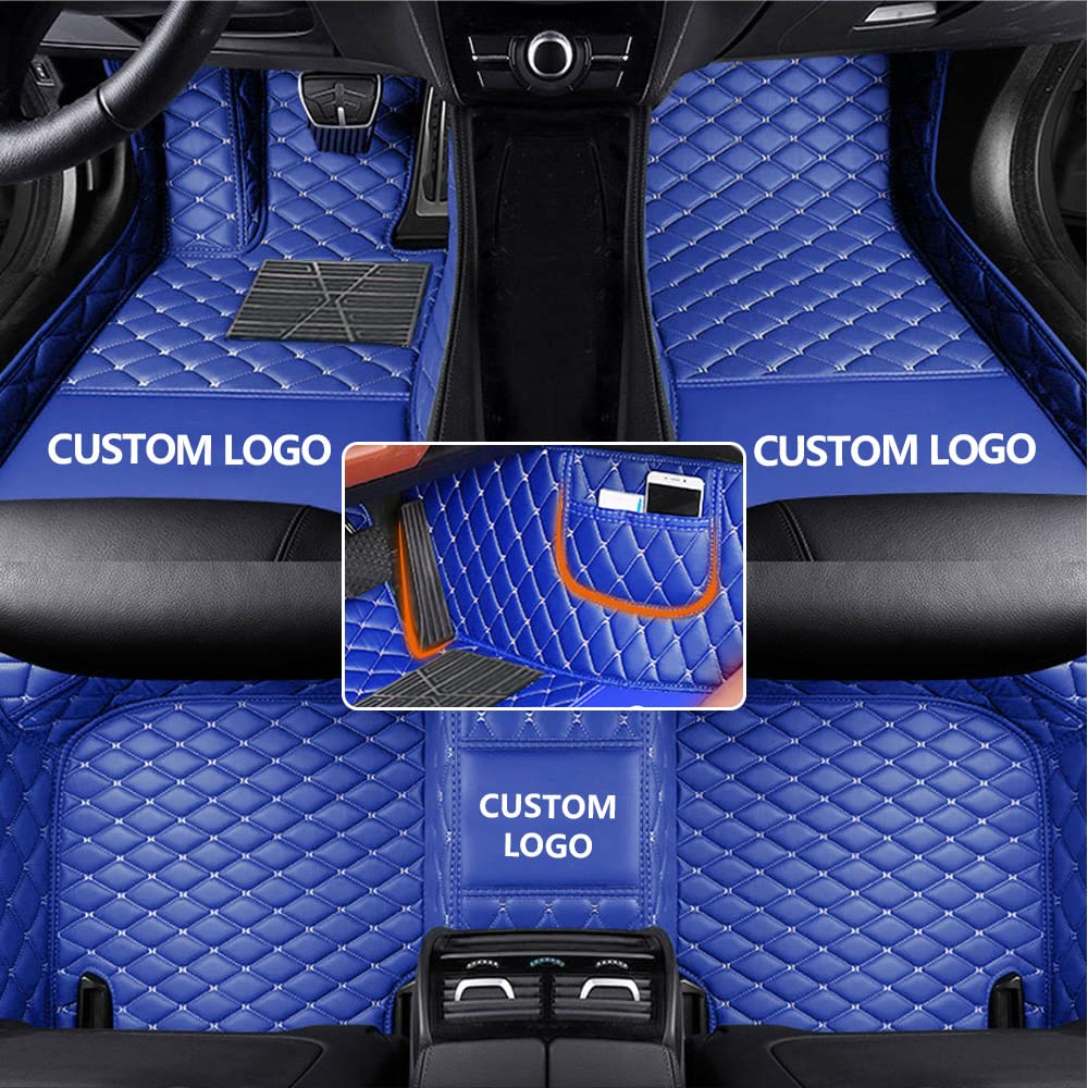 Maßgeschneiderte Auto-Fußmatten für 95% Limousine, SUV, Sportwagen, Polster, Schutz, rutschfeste Leder-Bodeneinlagen (blau) von manchoose