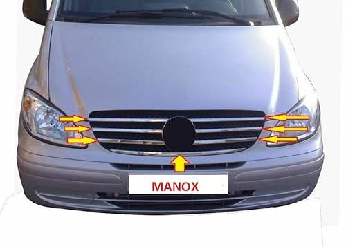 manox Für Mercedes Vito W639 2003-2014 7 STK Chrom Kühlergrill Grill Blenden Edelstahl von Homry