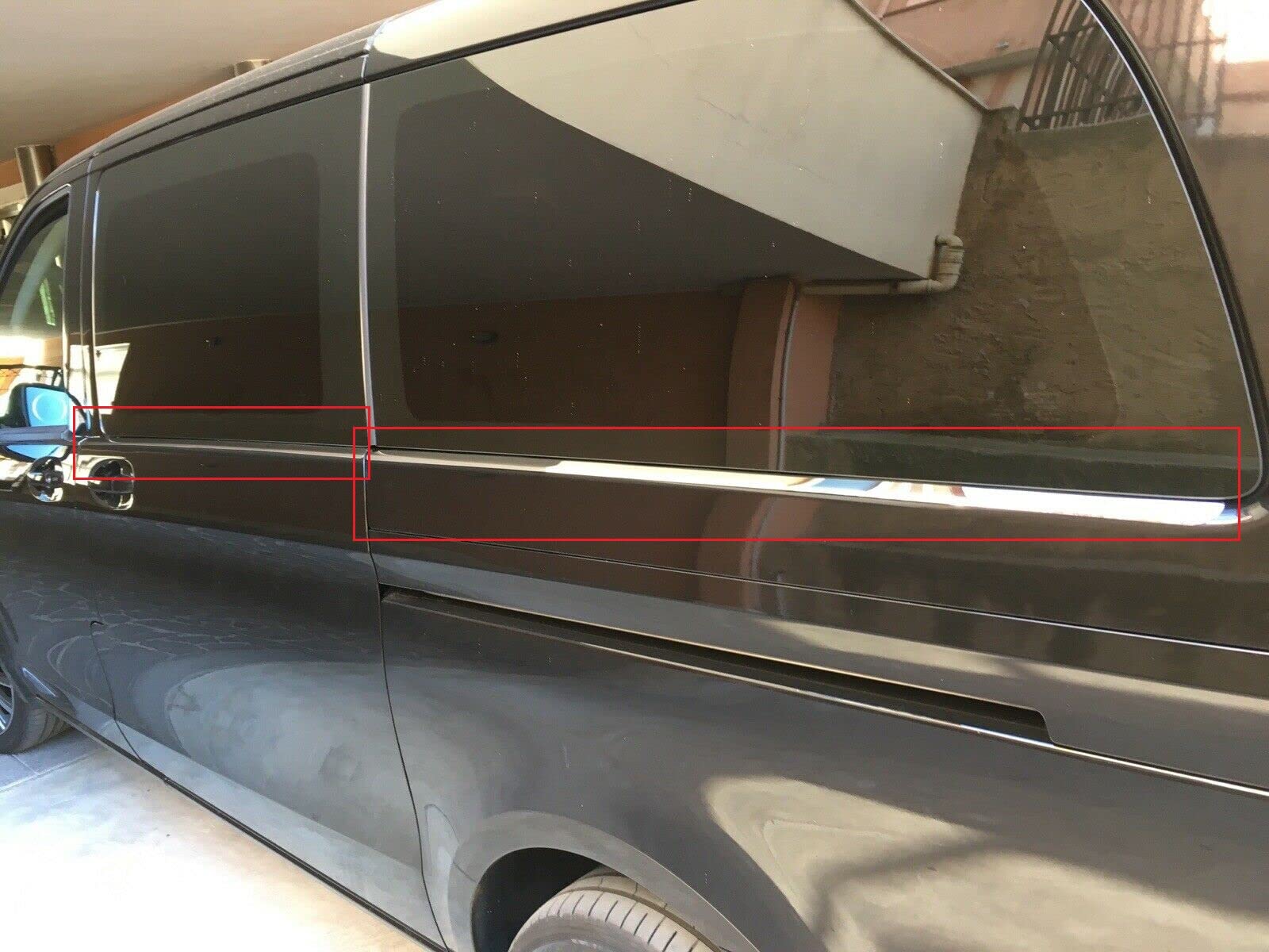 manox Kompatibel für Vito W447 2014+, für Doppelschiebetür Modelle Fensterbank Leisten Autozubehör Fensterrahmen Edelstahl Chrom extra langer Radstand L3 8St von manox