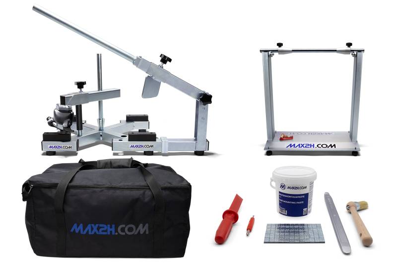 MAX2H Reifenmontiergerät EVOX mit Wuchtbock, Starterpaket (Klebegewicht grau) und Tasche von MAX2H.COM