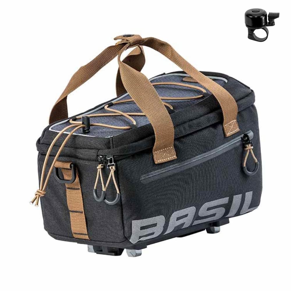 maxxi4you Basil Miles - Gepäckträgertasche MIK - 7 Liter - grau/schwarz inkl. Fahrradklingel von maxxi4you