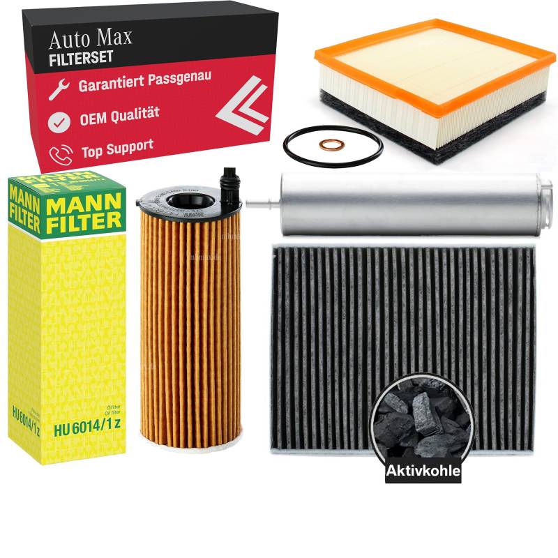 Filterset Inspektionspaket für BMW 1er 2er | Diesel B47 | 118d (150 PS) 120d (190 PS) | F20 F21 F22 F23 | Ölfilter | Luftfilter | Innenraumfilter | Kraftstofffilter | Aktivkohle von mbmax.de