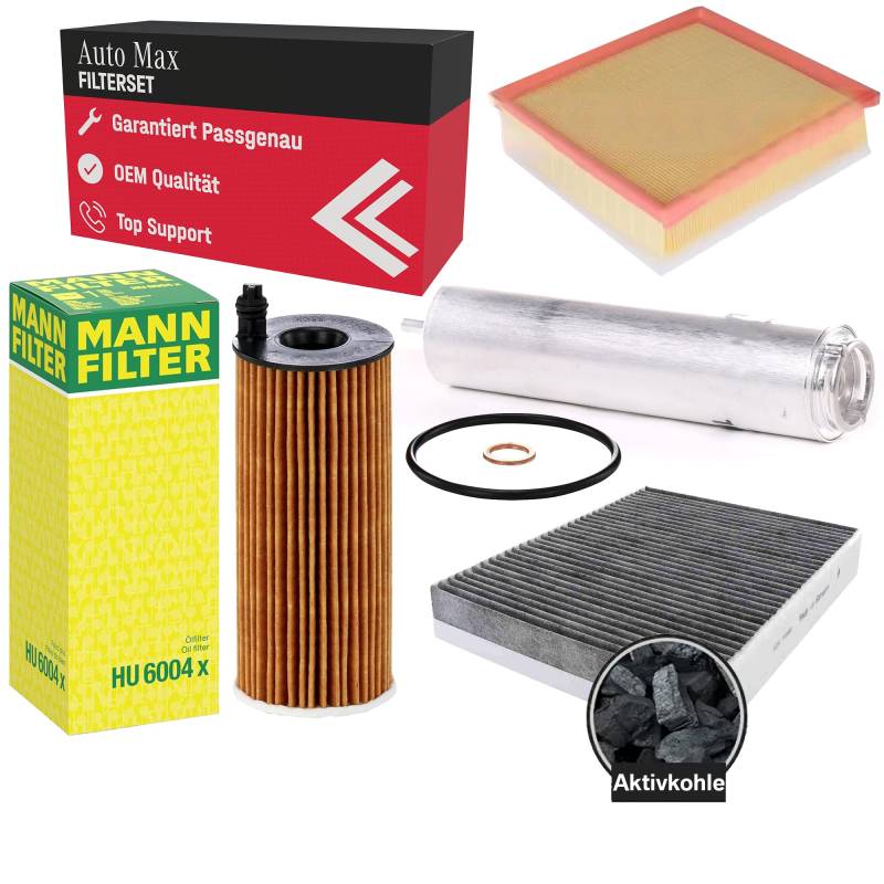 Filterset Inspektionspaket für BMW 1er 2er | Diesel N47 | 118d (143 PS) 120d (184 PS) | F20 F21 F22 F23 | Ölfilter | Luftfilter | Innenraumfilter | Kraftstofffilter | Aktivkohle von mbmax.de