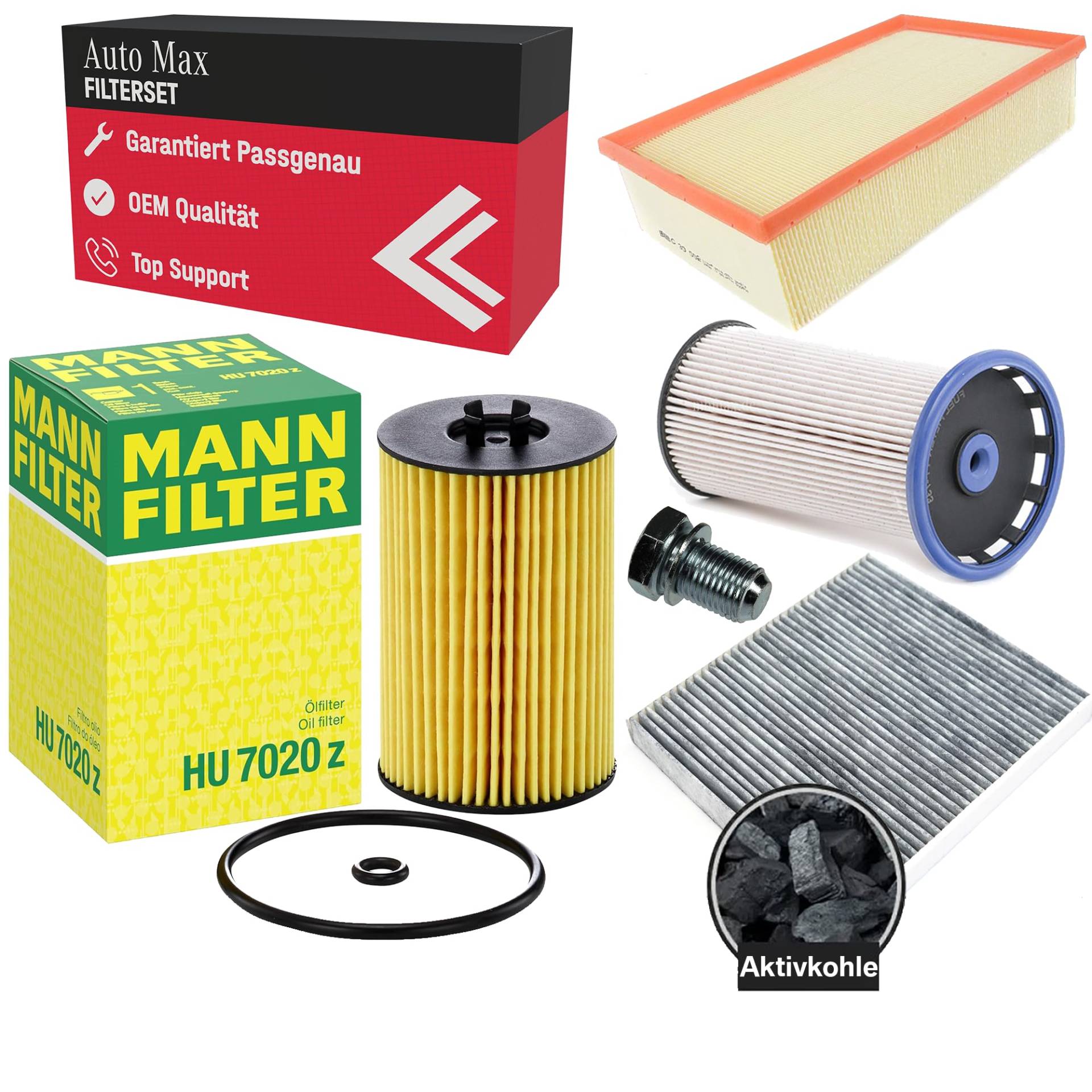 Filterset Inspektionspaket für GOLF 7 TIGUAN T-ROC TOURAN | 1.6 TDI 2.0 TDI | Ölfilter | Luftfilter | Innenraumfilter | Krafstofffilter | Aktivkohlefilter Filterset Inspektionspaket für GOLF 7 TIGUAN T-ROC TOURAN | 1.6 TDI 2.0 TDI | Ölfilter | Luftfilter | Innenraumfilter | Krafstofffilter | Aktivkohlefilter von mbmax.de