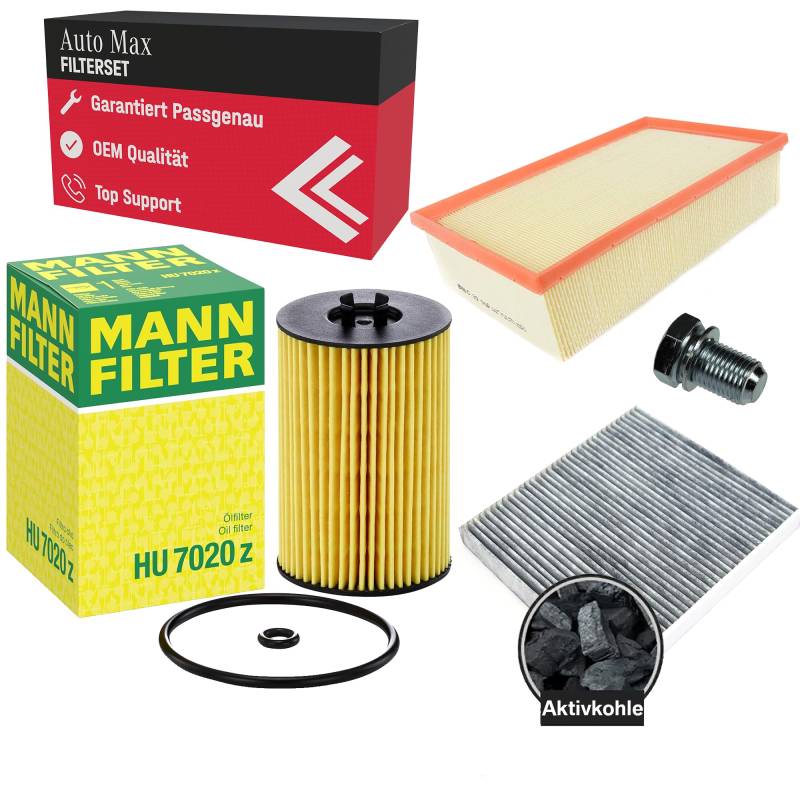 Filterset Inspektionspaket für GOLF 7 TIGUAN T-ROC TOURAN | 1.6 TDI 2.0 TDI | Ölfilter | Luftfilter | Innenraumfilter | Aktivkohlefilter von mbmax.de