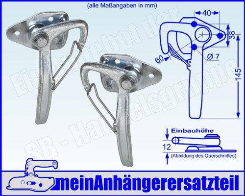 Winkelhebelverschluss Bordwandverschluss Set Bordwandverschlüsse Gr. 0 von meinAnhängerersatzteil