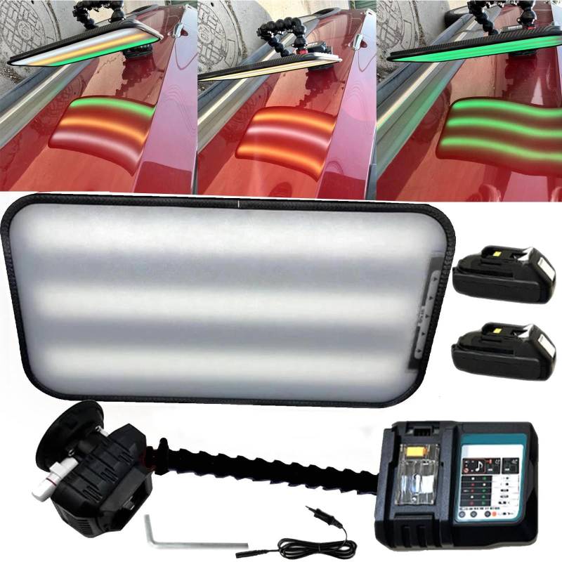 9-Farben-Auto-Dellenlampe Werkzeuge Zur Auto-Dellenreparatur – Tragbares Reparaturset Ohne Lackieren FüR Profis&Hobbymechaniker (Inkl.SchnellladegeräT/Ovalem Saugnapf/2 X 2500mah Akku),40×20cm von menglanchang