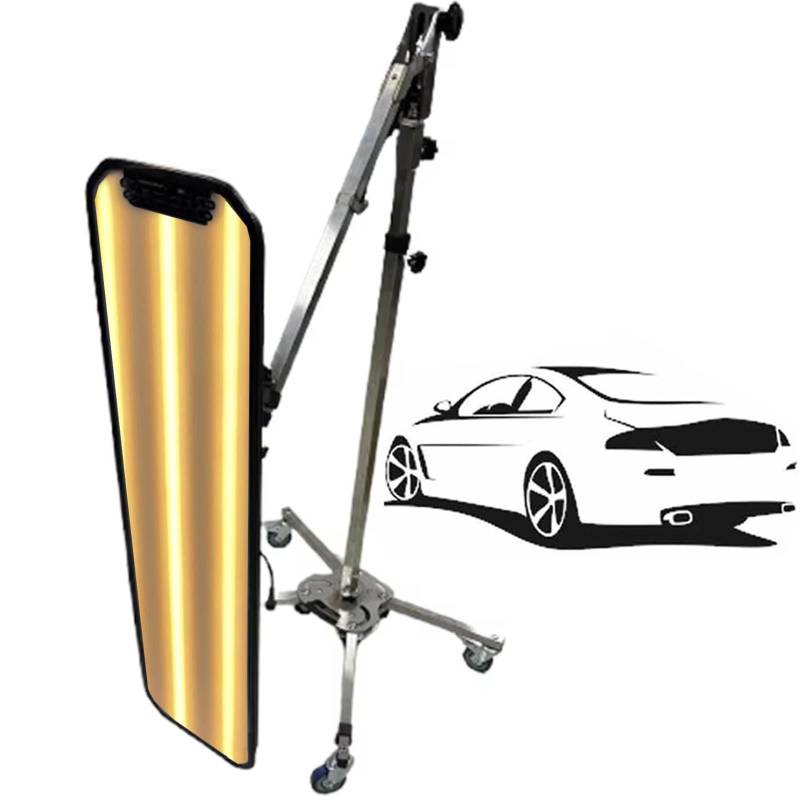 menglanchang 95cm Autogrube Reparaturdetektion Licht LED-Licht PDR-Licht,6-Farbige 6000k Led-Lichtreflexionsplatte Mit Verstellbarer Halterung+4 RäDern,FüR HagelschäDen Autos, Lkws,Black von menglanchang