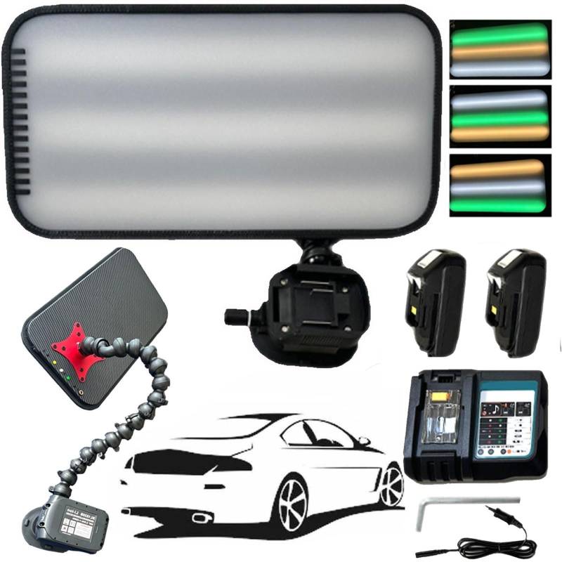 menglanchang Leuchtfeld Zur Dellenreparatur Im Auto – 9-Farbiges Led-Werkzeug Zur Dellenentfernung Ohne Lackieren, 2500mah Doppelbatterie Und Biegbare Halterung FüR Mobile Techniker von menglanchang