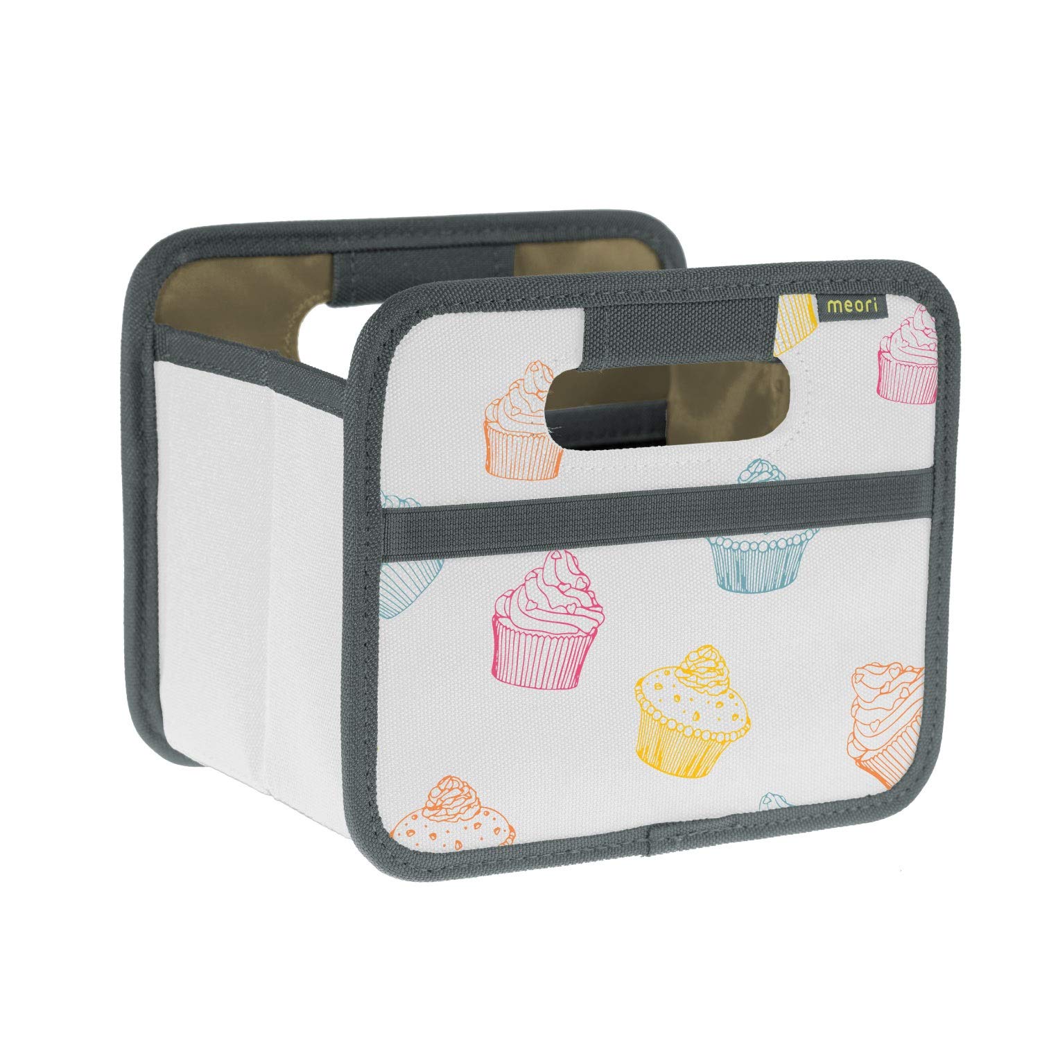 meori Faltbox Mini mit Motiv Cupcake – Kleine Klappbox mit Griffen – Geschenkidee und Allzweck Aufbewahrungslösung - A100310 - 16,5 x 12,5 x 14 cm von meori
