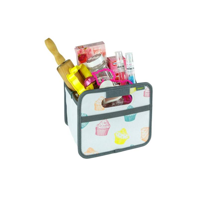 meori Faltbox Mini mit Motiv Cupcake – Kleine Klappbox mit Griffen – Geschenkidee und Allzweck Aufbewahrungslösung - A100310 - 16,5 x 12,5 x 14 cm von meori