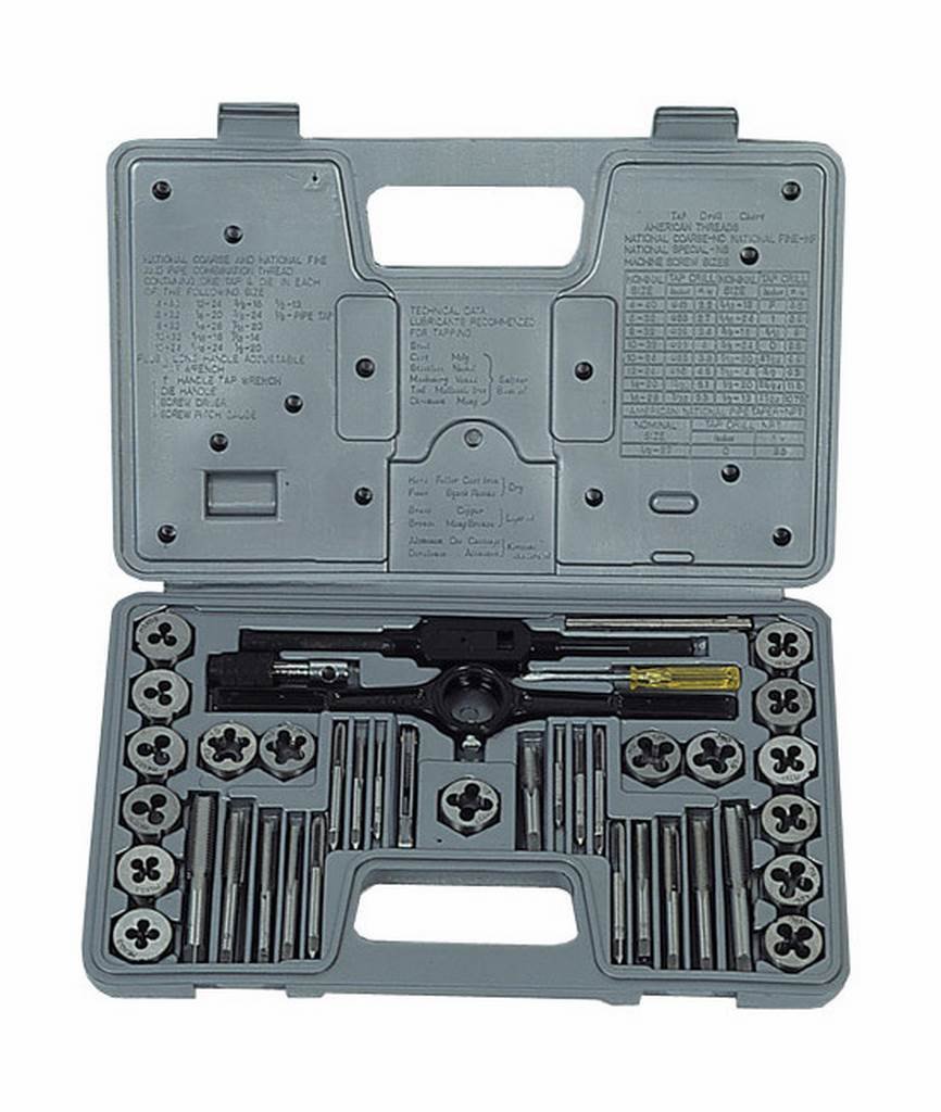 Set Gewindebohrer und Gewindeschneider um Gewindeschlüsse zu Machen und Gewinde Set Gewindebohrer und Gewindeschneider um Gewindeschlüsse zu Machen und Gewinde von metalworks