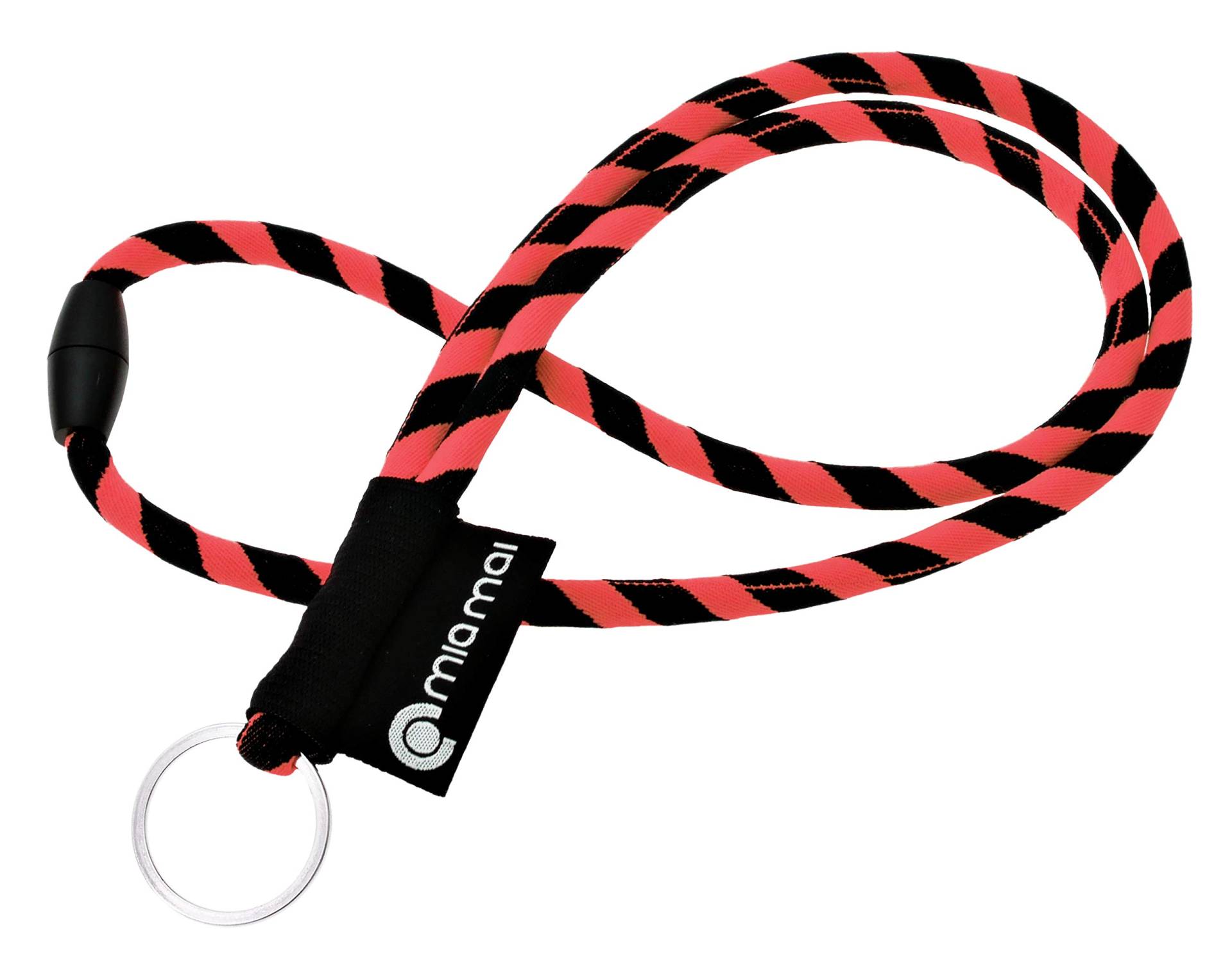 mia mai Tubular Lanyard (45 cm) Schlüsselband mit Sicherheitsverschluss, Schlüsselring Schlüsselanhänger (Rot/Schwarz) von mia mai Buttons