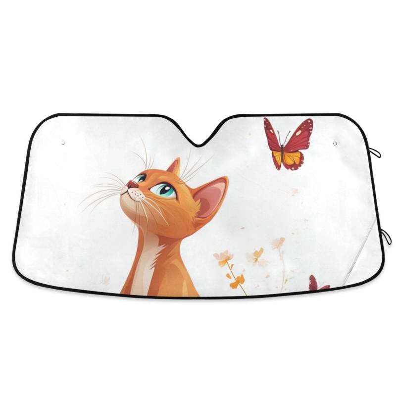 Cartoon Cute Abessinian Cats Sun Shade for Windshield Collapsible Reflector sunshield polarisado para carro von miaozhen