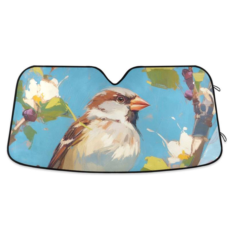 Ölgemälde Spring Sparrow Windschutz Faltbarer Schutz Solar-Sonnenschutz Solar Para Carros L von miaozhen