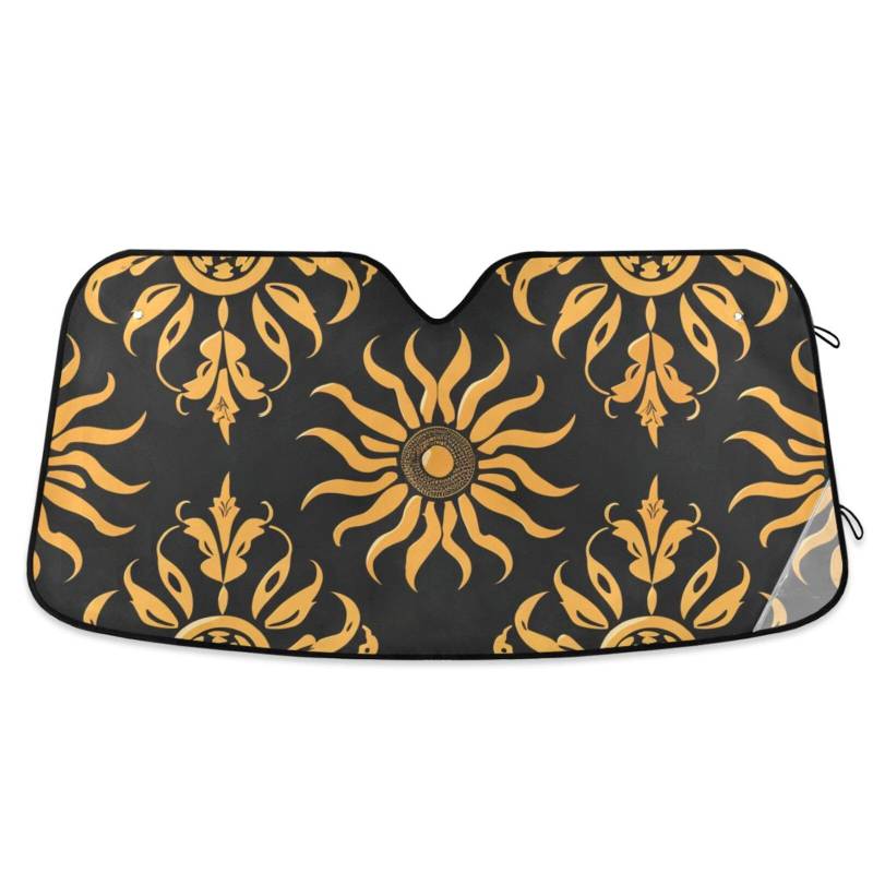 Sun Geometric Pattern Gold Black Sun Shade for Windshield Foldable heatshield Sheild acesorios. para carros Autos L von miaozhen