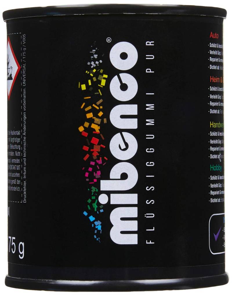 mibenco 72819005 Flüssiggummi Pur, 175 g, Schwarz Glänzend - Schutz und Isolation zum Tauchen und Pinseln von mibenco