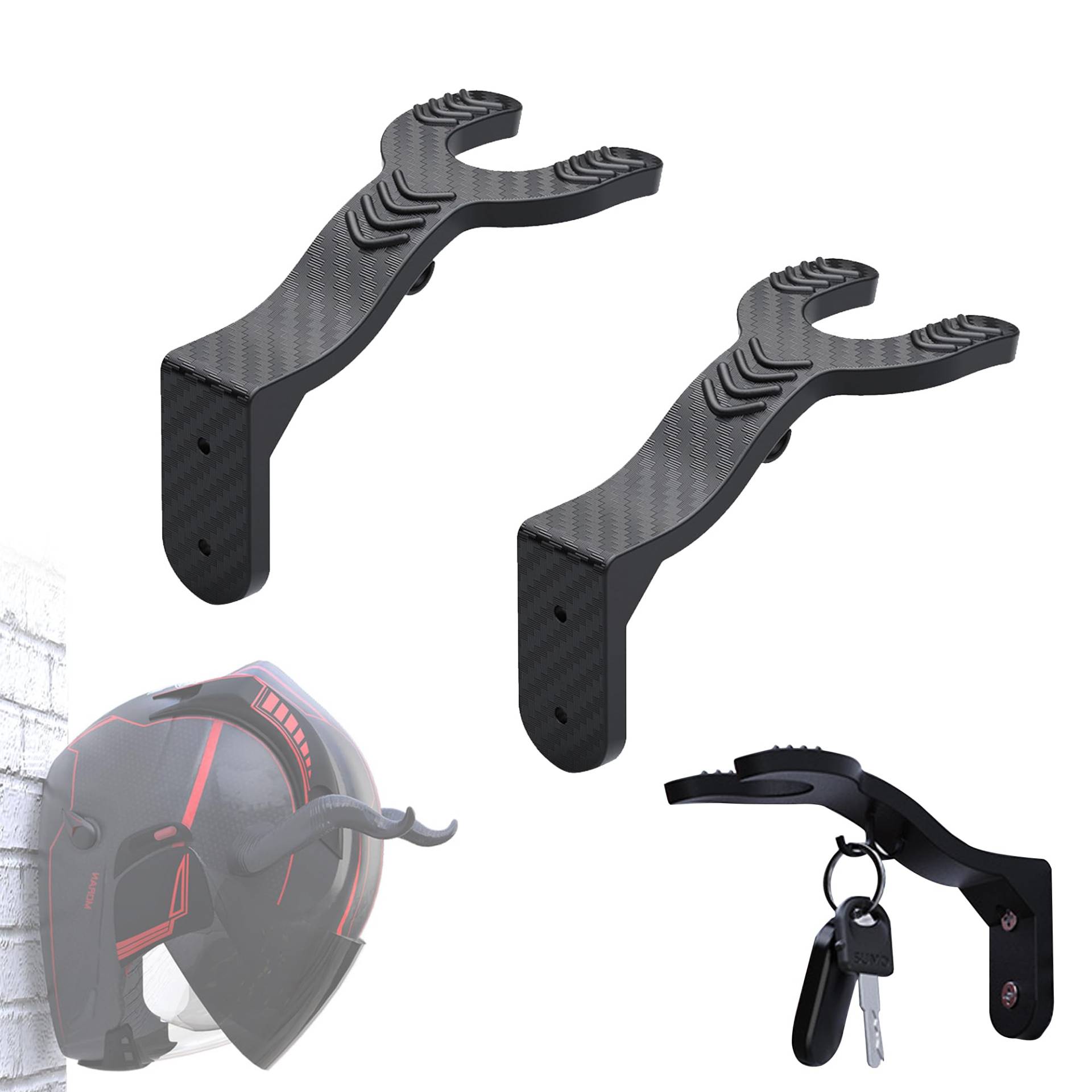 Helm Halterung Wand, 2 Stück Helmhalter mit Haken, Halterung für Motorradhelm, Helmhalterung Wand für Aufhängen von Motorradhelm und Schlüssel, Schwarz Helm Halterung Wand, 2 Stück Helmhalter mit Haken, Halterung für Motorradhelm, Helmhalterung Wand für Aufhängen von Motorradhelm und Schlüssel, Schwarz von mimzemamz