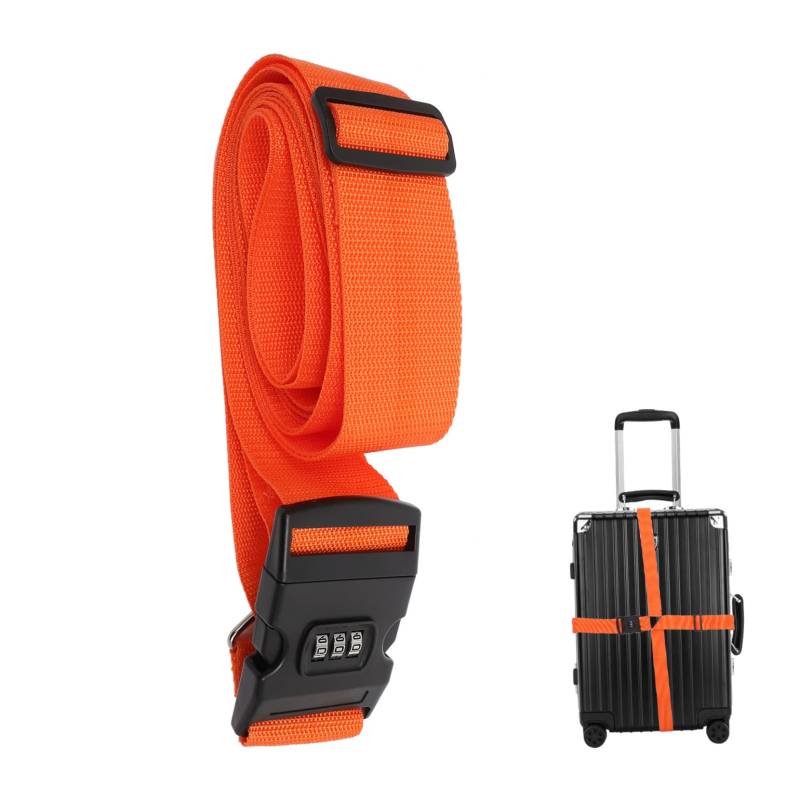 minkissy Koffergurte Utility-Riemen mit Schnalle Gürtel Koffer Schnallenriemen Gepäckgurte Gepäckband Kleiner Gepäckgurt Reisegurte Gepäckgurtschnalle Gepäckgurtband Oxford-Stoff Orange von minkissy