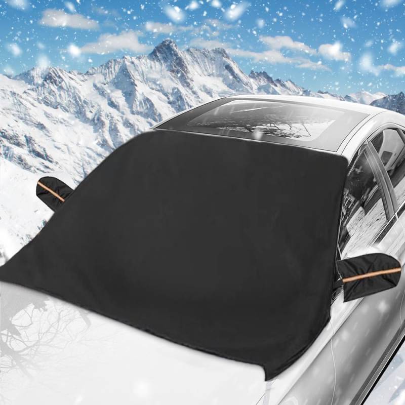 mizikuu Frontscheibenabdeckung, Windschutzscheibenabdeckung Auto Winter, Scheibenabdeckung Fixierung Faltbare UV-Schutz Abdeckung Auto Schneedecke für Auto Schnee Staub Frost Hagelschutz, 215 * 125cm von mizikuu