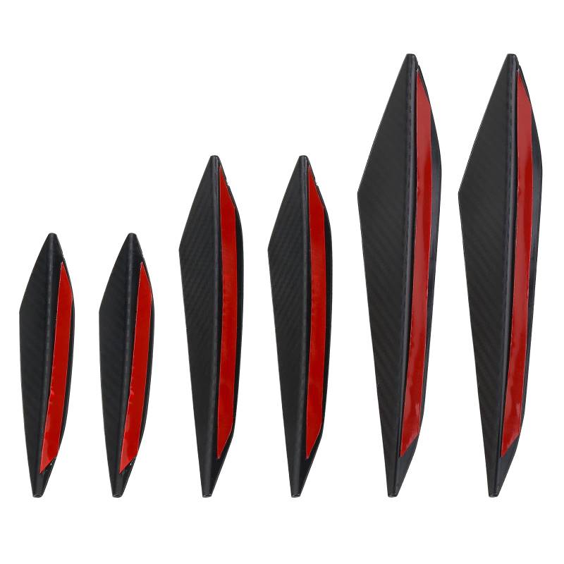 mlloaayo 6pcs Auto Front Stoßstange Lippe, Gummi Fin Splitter Spoiler Canard Valence Karosserie Aufkleber Universal Black Gloss Car Styling Zubehör von mlloaayo