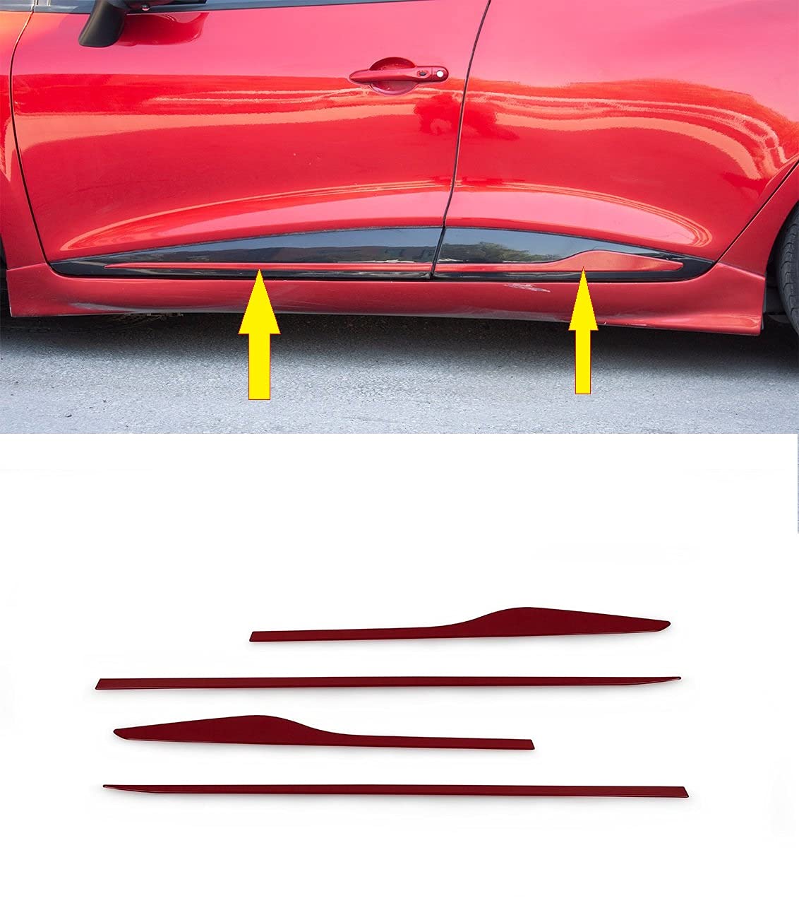 passend für Clio IV 2012-2018 4 Stück chrom rote Farbe Seitentür Streamer Zierleisten Edelstahl passend für Clio IV 2012-2018 4 Stück chrom rote Farbe Seitentür Streamer Zierleisten Edelstahl von mne parts