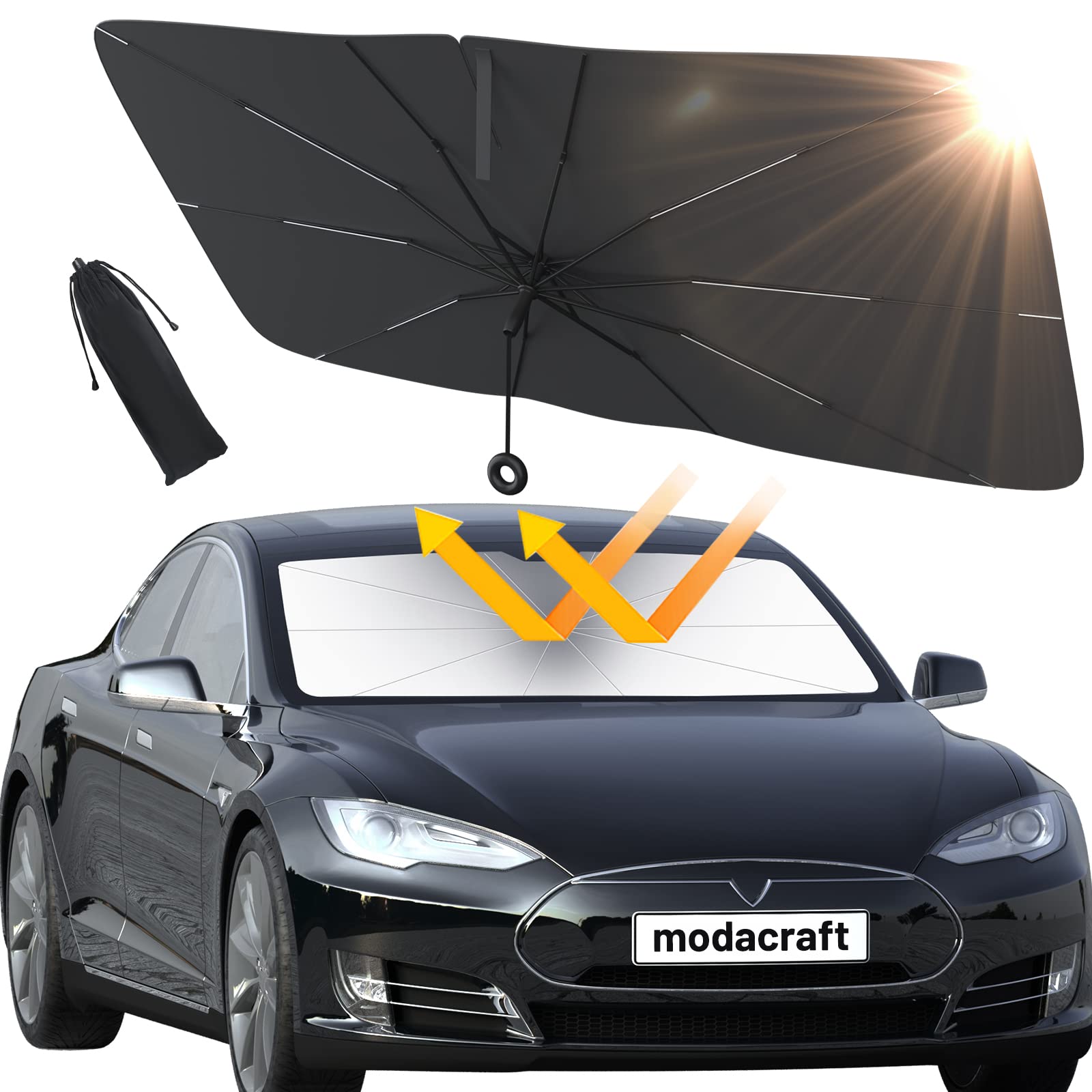 Auto Sonnenschutz Frontscheibe, modacraft UV-Schutz Sonnenschirm Wärmeisolierter Zugringgriff Windschutzscheibe Innen Schnelles Entfalten und Falten Sonnenblende für die meisten Autos SUV MPV LKW Auto Sonnenschutz Frontscheibe, modacraft UV-Schutz Sonnenschirm Wärmeisolierter Zugringgriff Windschutzscheibe Innen Schnelles Entfalten und Falten Sonnenblende für die meisten Autos SUV MPV LKW von modacraft