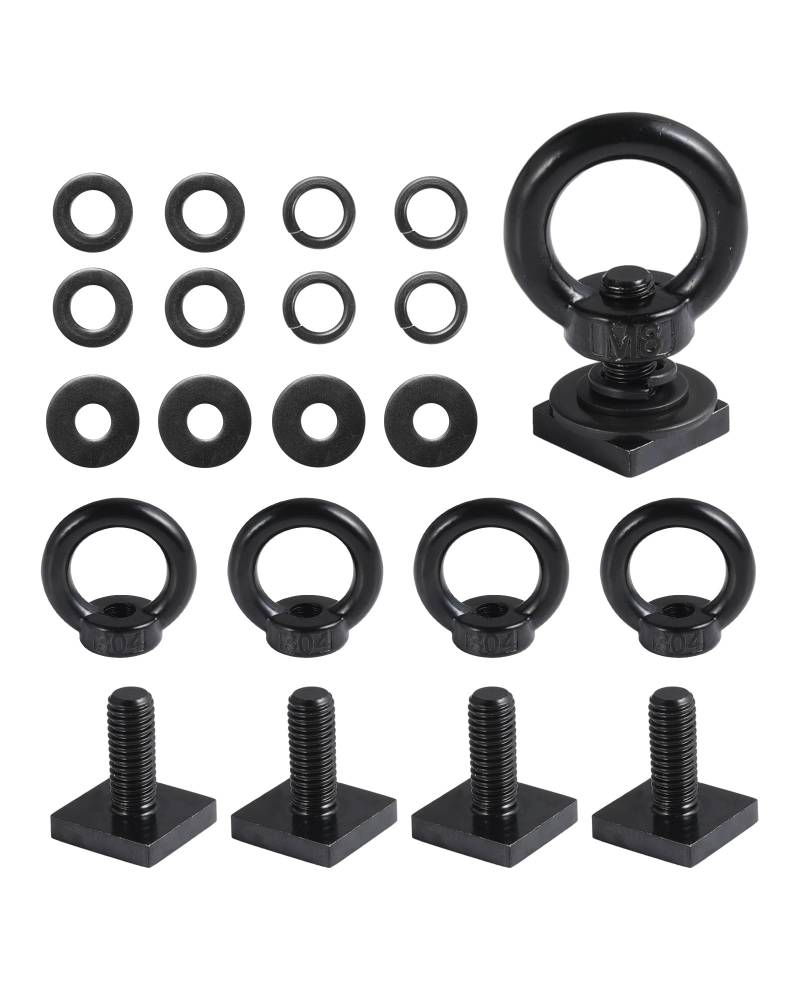 T Track Mount Tie Down Anker für Dachgepäckträger, M8 Heavy Duty Ring geformt Auge Schraube, Edelstahl T Bolt Auge Mutter Tie Down Ringe für die Aufnahme Bungee Cord, Seile, Haken von moroinriz