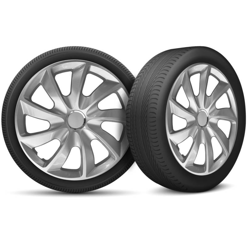 Radkappen 14 Zoll Radzierblenden 4er Set passend für alle Stahlfelgen - Einstellbarer Sicherungsring - Silber von moto-MOLTICO