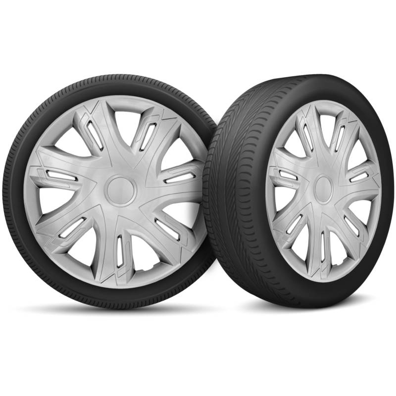 Radkappen 14 Zoll Radzierblenden 4er Set passend für alle Stahlfelgen - Einstellbarer Sicherungsring - Silber von moto-MOLTICO