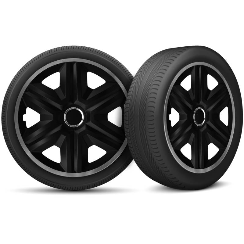 Radkappen 15 Zoll Radzierblenden 4er Set passend für alle Stahlfelgen - Einstellbarer Sicherungsring - Schwarz Graphit von moto-MOLTICO