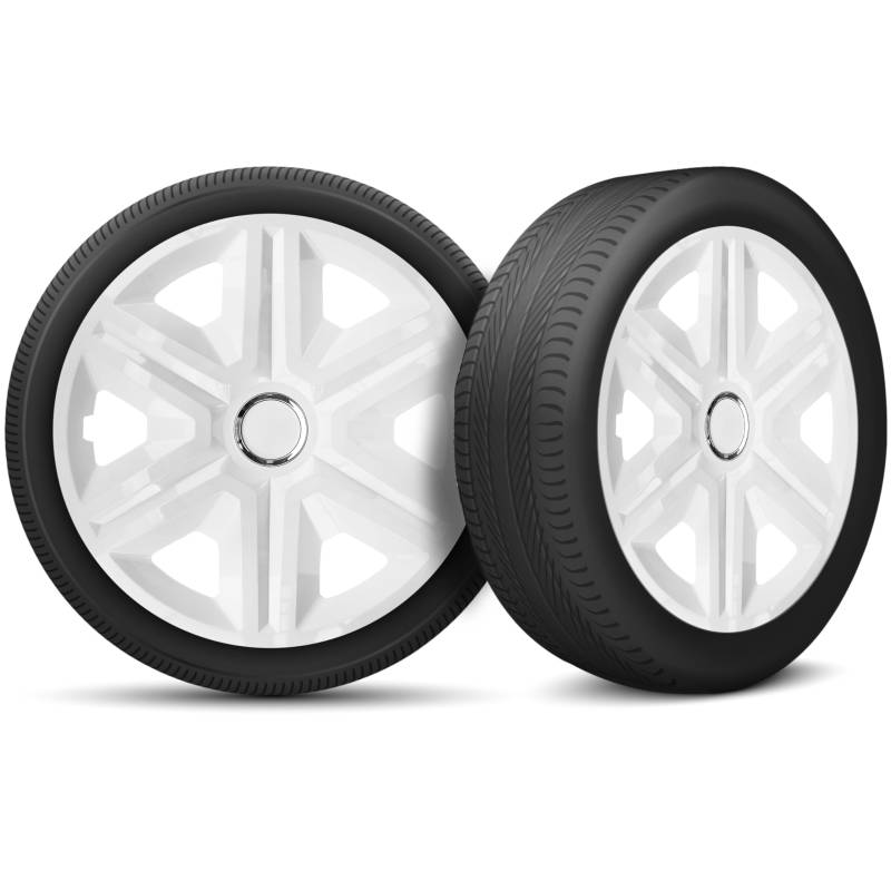 Radkappen 16 Zoll Radzierblenden 4er Set passend für alle Stahlfelgen - Einstellbarer Sicherungsring - Weiß von moto-MOLTICO